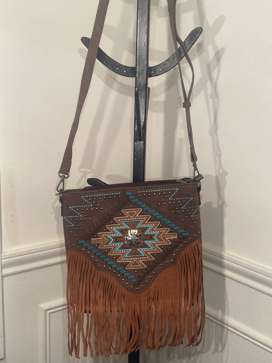 Montana West Aztec Fringe Concealed Carry Crossbody Purse