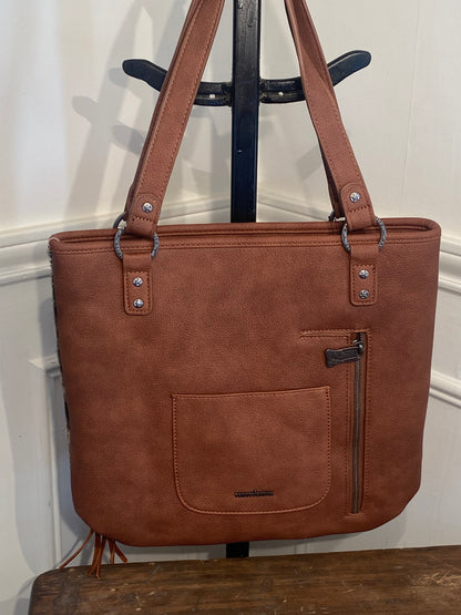 TRINITY RANCH HAIR ON COWHIDE CONCEALED CARRY TOTE